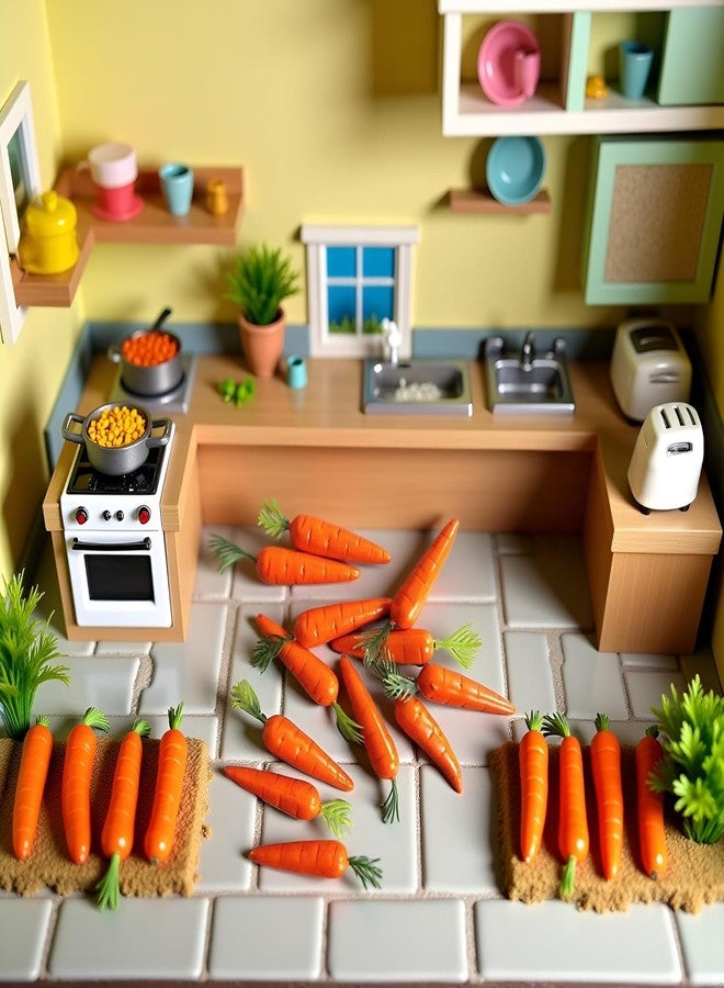 Zhuluck 10Pcs Miniature Carrot Models, Artificial Vegetables for Mini Kitchen Decoration, Party Supplies - Image 3